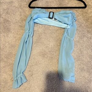 Tiger Mist Blue Off-Shoulder Crop Top